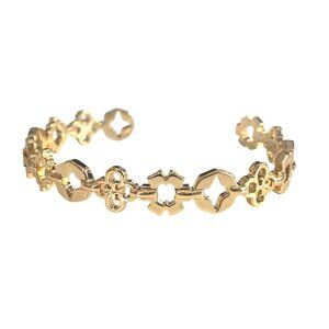 Tory Burch Gold Kira Multi Motif Cuff Clover Bracelet w/tag & Dust Bag